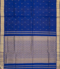 Blue Handloom Kanchipuram Silk Saree With Zari Butta-Blue