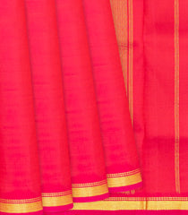 Hot Pink Handloom Kanchipuram Silk Saree With Piping Border-Hot Pink