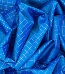 Blue Handloom 9 Yards Kanchipuram Silk Saree With Zari Checks-Blue