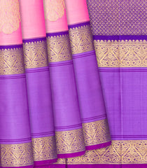 Baby Pink Handloom Kanchipuram Korvai Silk Saree With Zari Buttas-Baby Pink