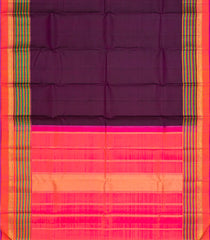 Magenta Handloom Kanchipuram Silk Saree With Contrast Border-Magenta