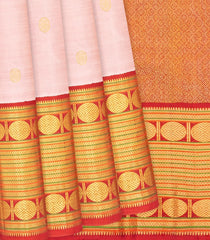 Baby Pink Handloom Kanchipuram Korvai Silk Saree With Annam Buttas-Baby Pink