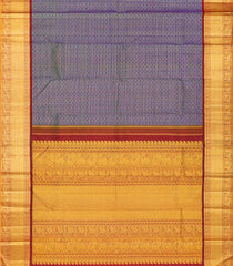 Lilac Handloom Kanchipuram Korvai Silk Saree With Checks-Multi colour