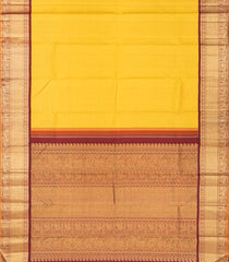 Yellow Handloom Kanchipuram Korvai Silk Saree With Checks-Yellow