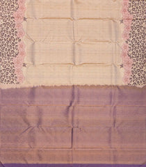 Taupe Handloom Kanchipuram Silk Saree With Abstract Stripes-Taupe