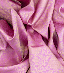 Lavender Handloom Kanchipuram Silk Saree With Floral Motifs-Lavander