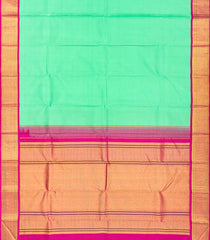 Aquamarine Handloom Kanchipuram Korvai Silk Saree With Pink Border-Aquamarine