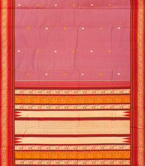 Dusty Pink Handloom Kanchipuram Korvai Silk Saree With Elephant Buttas-Dusty Pink