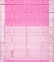 Bubble Gum Pink Handloom Kanchipuram Silk Saree With Floral Buttas-BubbleGum Pink