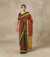 Aquamarine Blended Organza Saree With Floral Motifs-Aquamarine