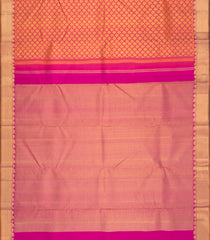 Peach Handwoven Kanchipuram Korvai Silk Saree With Zari Motifs