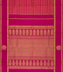 Pink Handwoven Kanchipuram Silk Saree With Small Motifs In Striped Pattern and Beldari Zari Stripes-Pink