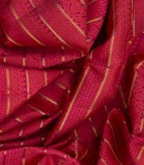 Pink Handwoven Kanchipuram Silk Saree With Small Motifs In Striped Pattern and Beldari Zari Stripes-Pink