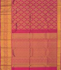 Magenta  Handwoven Kanchipuram silk Saree With Floral Motifs -Magenta