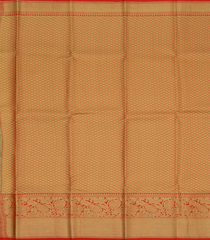 Mint Green Handwoven Kanchipuram Korvai Tissue Silk Saree With Checks & Annam, peacock Motifs in Red Border-Mint Green