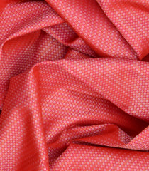 Bubble Gum Pink Handwove Kanchipuram Silk Saree With Gold, Silver Zari Dotts & Diagonal Zari Stripes In Border-BubbleGum Pink