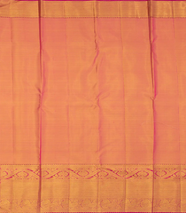 Gold Handwoven Kanchipuram Tissue Silk Saree With Floral Vine Motifs & Evening Morning Zari Border-Gold