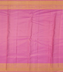 Aquamarine Handwoven Kanchipuram Korvai Tissue Silk Saree With Floral Vine Motifs & Contrast Pink Border, Pallu-Aquamarine