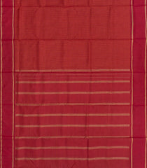 Red Handloom Kanchipuram Nine Yards Silk Saree With Checks-Red