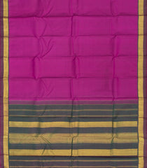 Magenta Handloom Kanchipuram Silk Saree With Green Border-Magenta