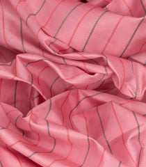 Baby Pink Handloom Kanchipuram Korvai Silk Saree With Beldari Stripes & Ganga Jamuna Border-Baby Pink