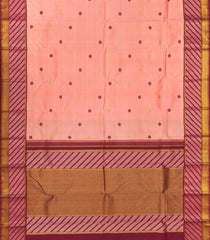 Baby Pink Handloom Natural Dyed Silk Saree With Kamalam Motifs