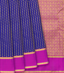 Blue Handloom Kanchipuram Silk Saree With Coin Motifs -Blue