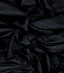 Black Handloom Kanchipuram Korvai Silk Saree With Stripes & Temple Border-Black