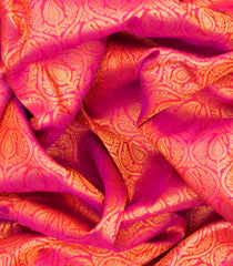 Pink Handloom Kanchipuram Silk Saree With Mango Zari Motifs-Pink