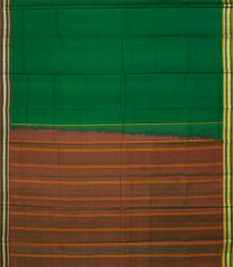 Dark Green Handloom Kanchipuram Silk Saree With Brown Pallu-Dark Green