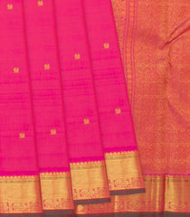 Pink Handloom Kanchipuram Silk Saree With Annam Motifs-Pink