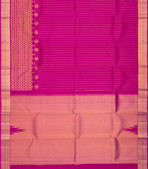 Hot Pink Handloom Kanchipuram Silk Saree With Zari Stripes-Hot Pink