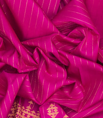 Hot Pink Handloom Kanchipuram Silk Saree With Zari Stripes-Hot Pink