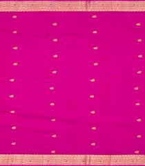 Hot Pink Handloom Kanchipuram Silk Saree With Zari Stripes-Hot Pink