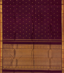 Maroon Handloom Kanchipuram Silk Saree With Kamalam Butta-Maroon