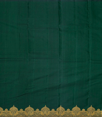 Bottle Green Handloom Kanchipuram Silk Saree With Mango Butta-Bottle Green