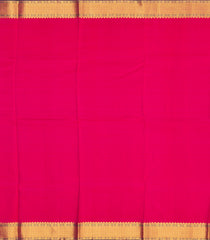 Hot Pink Handloom Kanchipuram Silk Saree With Mango Motif Stripes-Hot Pink