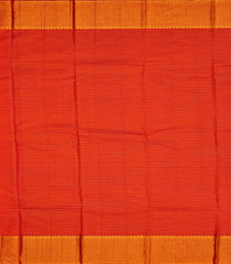 Orange Handloom Kanchipuram Vairaoosi Silk Saree With Half Diamond Border-Orange