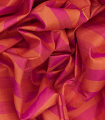 Pink Handloom Kanchipuram Silk Saree With Silk Checks-Pink