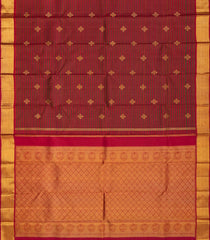 Crimson Handloom Kanchipuram Silk Saree With Stripes-Crimson