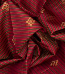 Crimson Handloom Kanchipuram Silk Saree With Stripes-Crimson