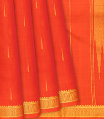 Red Handloom Kanchipuram Silk Saree With Jasmine Buttas-Red