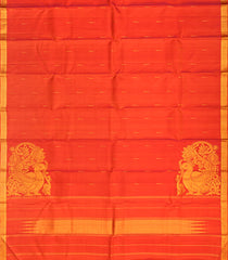 Red Handloom Kanchipuram Silk Saree With Jasmine Buttas-Red