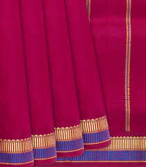 Crimson Handwoven Kanchipuram Plain Silk Saree-Crimson