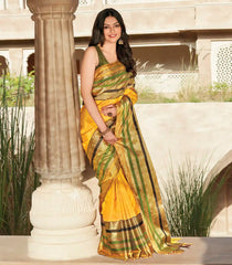 Mustard Handwoven Nautral Dyed Meena Border Kanchipuram Silk Saree