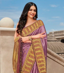 Lavender Handwoven Natural Dyed Kanchipuram Kodali Karuppur Saree -Lavander