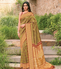 Rustic Orange Enchanted Handloom Natural Dyed Lino Varna Silk Saree