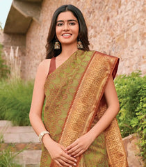 Rustic Orange Enchanted Handloom Natural Dyed Lino Varna Silk Saree