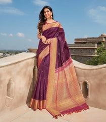 Viva Magenta Handloom Natural Dyed Lino Silk Saree