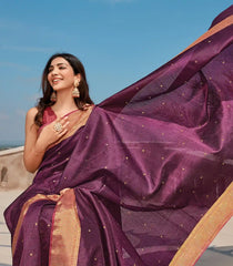 Viva Magenta Handloom Natural Dyed Lino Silk Saree